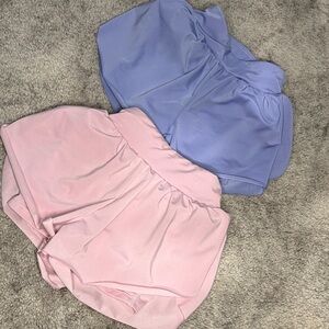 High-Waist Ruffle Lounge Shorts in Lavender and Baby Pink